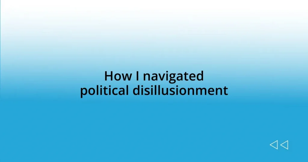 How I navigated political disillusionment