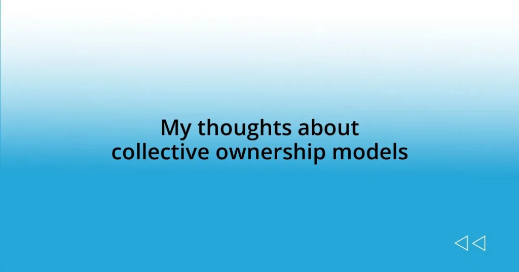 My thoughts about collective ownership models