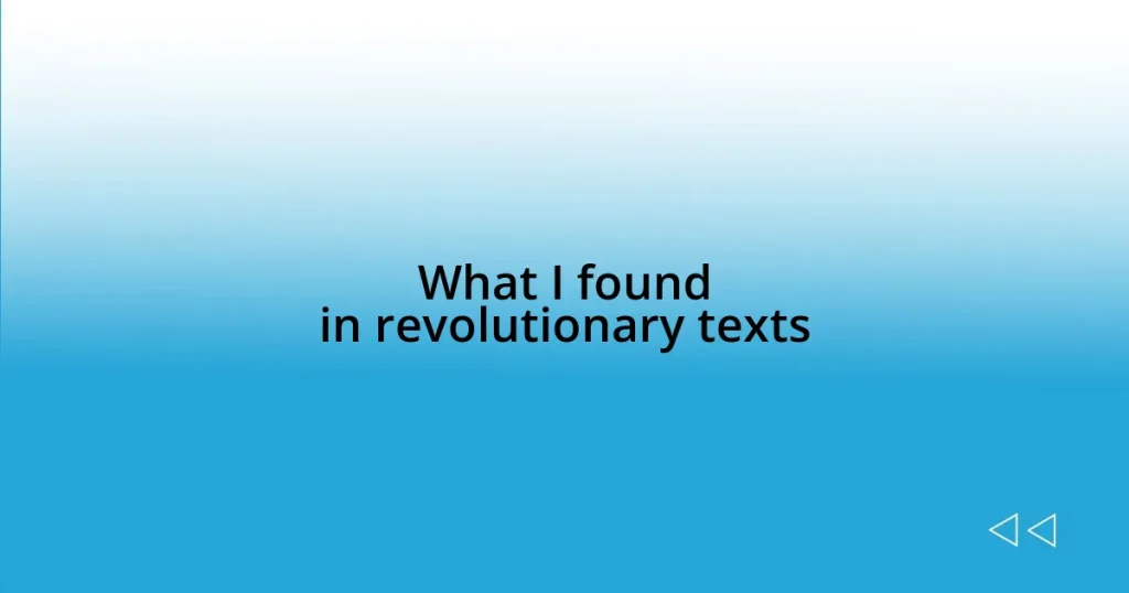 What I found in revolutionary texts