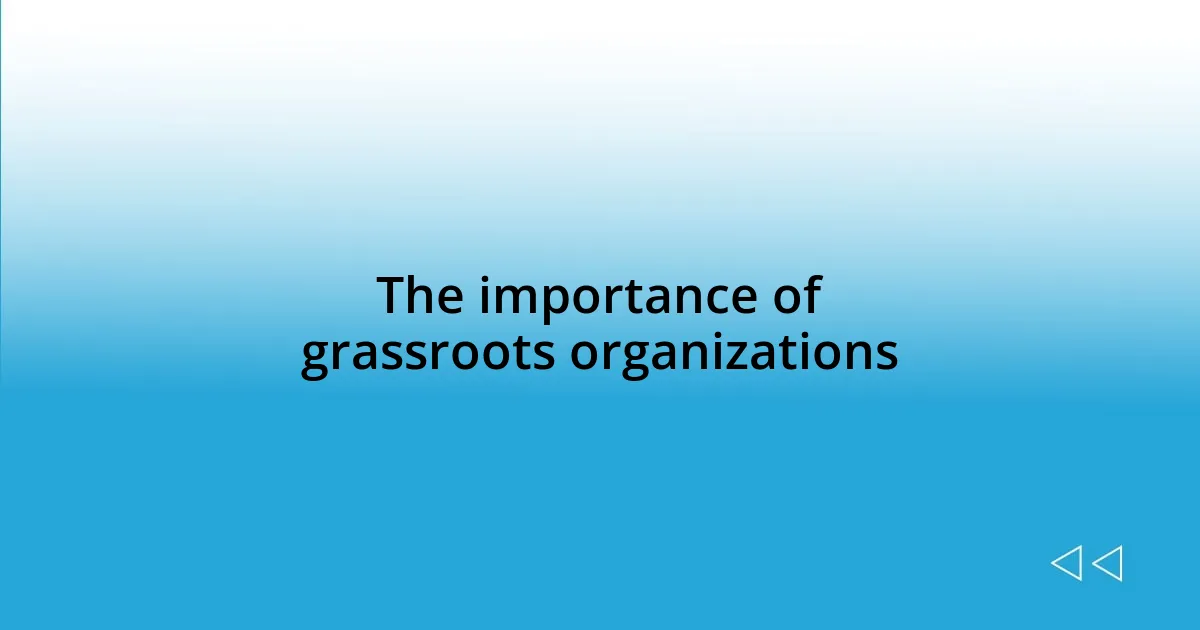 The importance of grassroots organizations