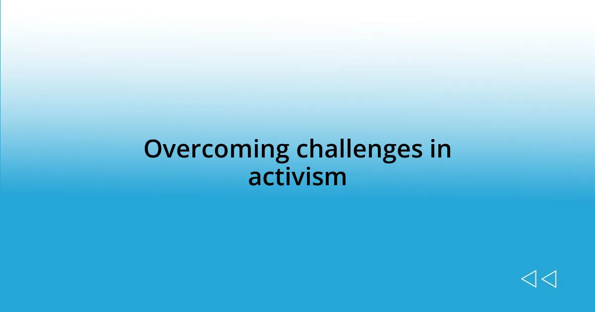 Overcoming challenges in activism