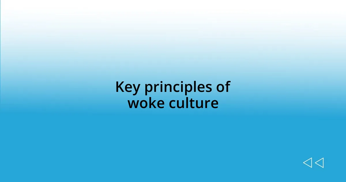 Key principles of woke culture